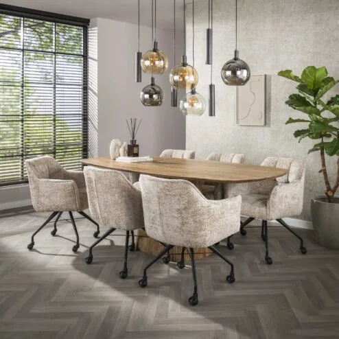 Kelly Eetkamerstoel met wieltjes Alura zand