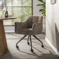 Kelly Eetkamerstoel met wieltjes Hoven taupe