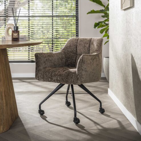 Kelly Eetkamerstoel met wieltjes Hoven taupe