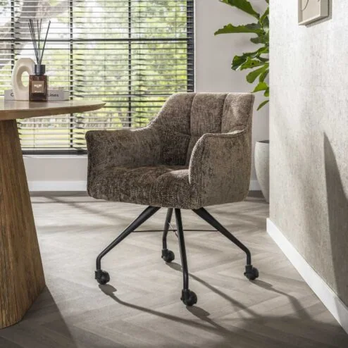 Kelly Eetkamerstoel met wieltjes Hoven taupe