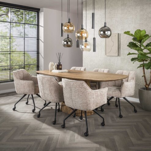 Kelly Eetkamerstoel met wieltjes Hoven zand