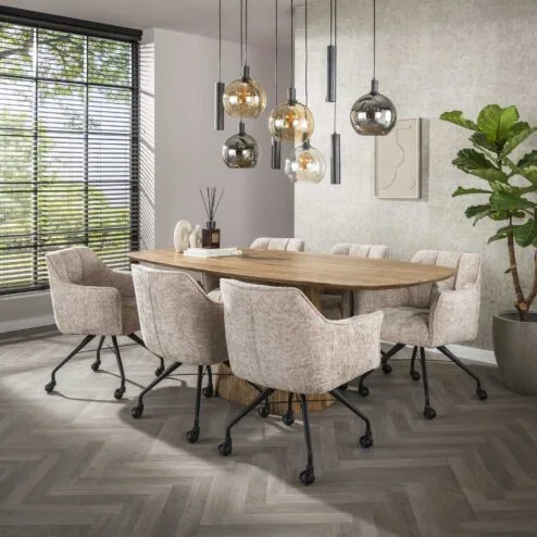 Kelly Eetkamerstoel met wieltjes Hoven zand