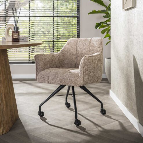 Kelly Eetkamerstoel met wieltjes Hoven zand