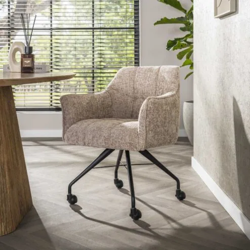 Kelly Eetkamerstoel met wieltjes Hoven zand