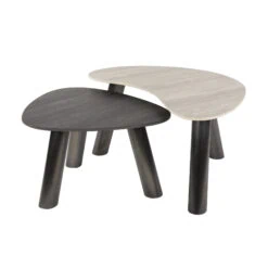 Lex Salontafel set van 2 organisch keramiek travertin