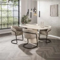 Matteo Eettafel Deens ovaal Travertin 180cm
