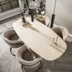 Matteo Eettafel Deens ovaal Travertin 180cm