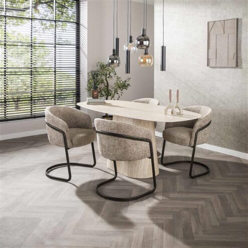 Matteo Eettafel Deens ovaal Travertin 180cm