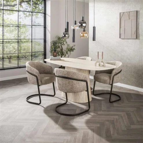 Matteo Eettafel Deens ovaal Travertin 180cm