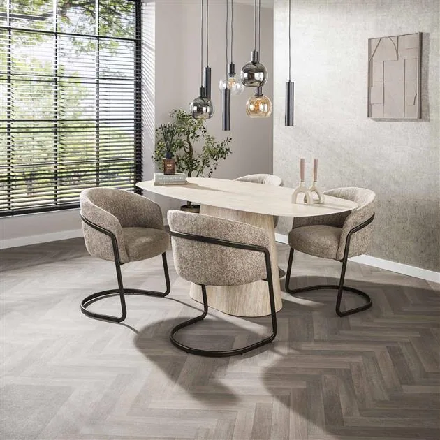 Matteo Eettafel Deens ovaal Travertin 180cm