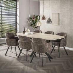 Matthijs Eetkamerstoel draaibaar Hoven taupe