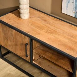 Morada tv meubel industrieel Warm mangohout 100cm (2)