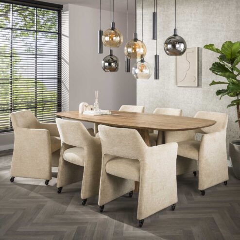 Sascha Eetkamerstoel met wieltjes Jaroq zand