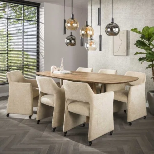 Sascha Eetkamerstoel met wieltjes Jaroq zand