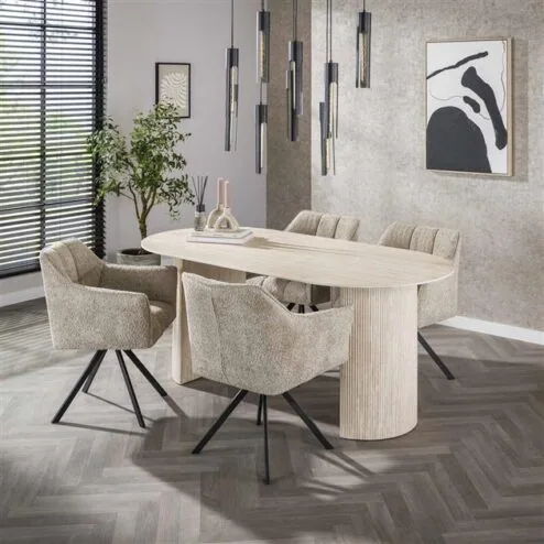 Strato Eettafel ovaal Keramiek travertin 180cm