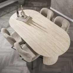 Strato Eettafel ovaal Keramiek travertin 180cm