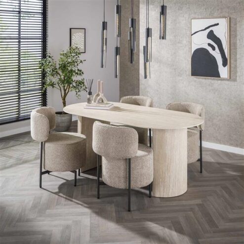 Strato Eettafel ovaal Keramiek travertin 180cm