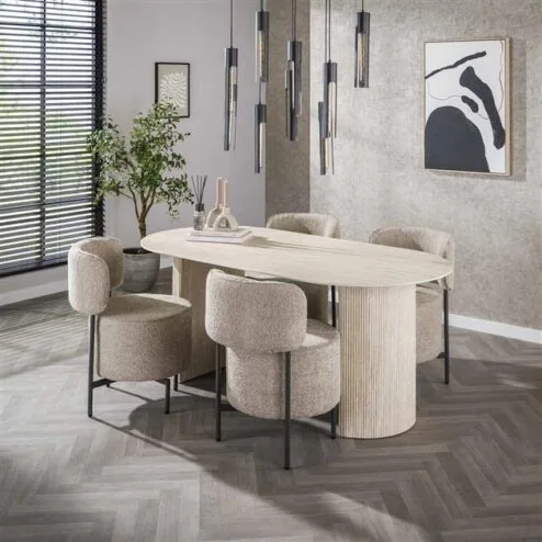 Strato Eettafel ovaal Keramiek travertin 180cm