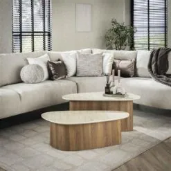 Strato Salontafel set van 2 driehoekig Keramiek travertin
