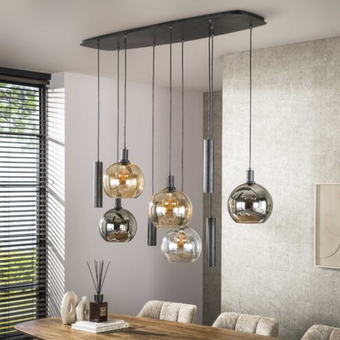 Tessio 9-lichts Hanglamp Multikleur glas