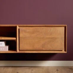 Tony Zwevend Tv meubel Naturel Mangohout 120 cm (7)