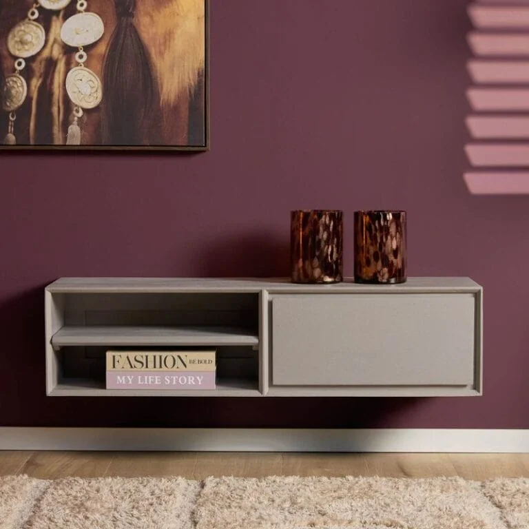 Tony Zwevend Tv meubel Taupe Mangohout 120 cm