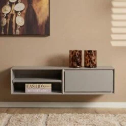 Tony Zwevend Tv meubel Taupe Mangohout 120 cm (10)