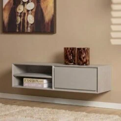 Tony Zwevend Tv meubel Taupe Mangohout 120 cm (11)