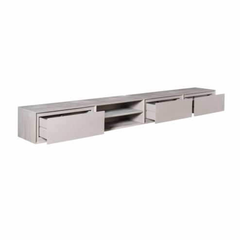 Tony Zwevend Tv meubel Taupe Mangohout 200 cm