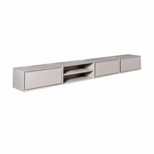 Tony Zwevend Tv meubel Taupe Mangohout 280 cm