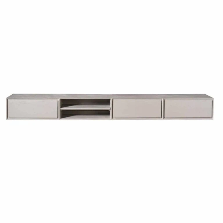Tony Zwevend Tv meubel Taupe Mangohout 280 cm