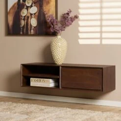 Tony Zwevend Tv meubel Walnoot Mangohout 120 cm (1)