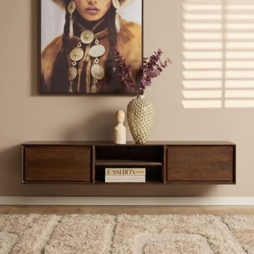 Tony Zwevend Tv meubel Walnoot Mangohout 160 cm