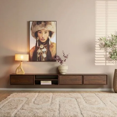 Tony Zwevend Tv meubel Walnoot Mangohout 280 cm