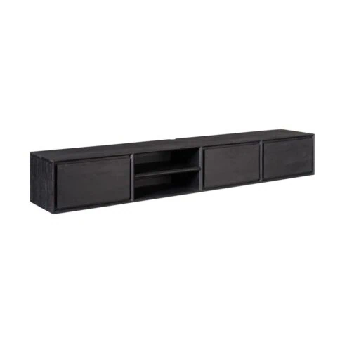 Tony Zwevend Tv meubel Zwart Mangohout 200 cm