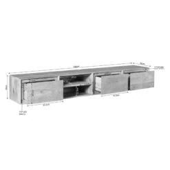 Tony Zwevend Tv meubel Zwart Mangohout 200 cm
