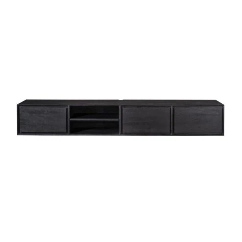 Tony Zwevend Tv meubel Zwart Mangohout 240 cm