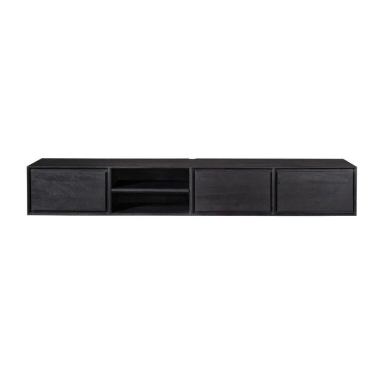 Tony Zwevend Tv meubel Zwart Mangohout 240 cm
