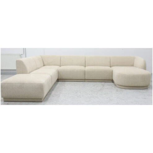 Bank Ziva (Divan rond links+2-zits zonder armen+Longchair rond rechts)