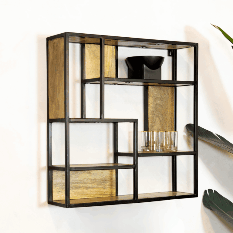 Britt wandrek industrieel mangohout vierkant naturel 70cm