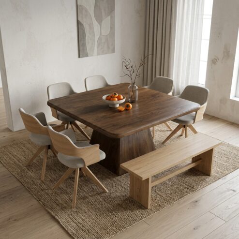 Asti Eettafel vierkant bruin 150 cm