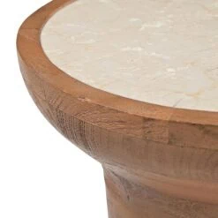 Avie Bijzettafel Mangohout Travertin 33 cm