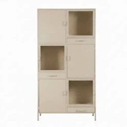Figue vitrinekast taupe 3 lade 6 deur 120cm