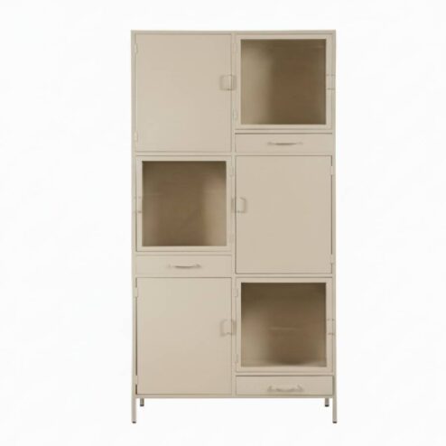 Figue vitrinekast taupe 3 lade 6 deur 120cm