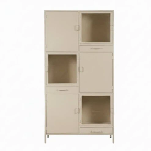 Figue vitrinekast taupe 3 lade 6 deur 120cm