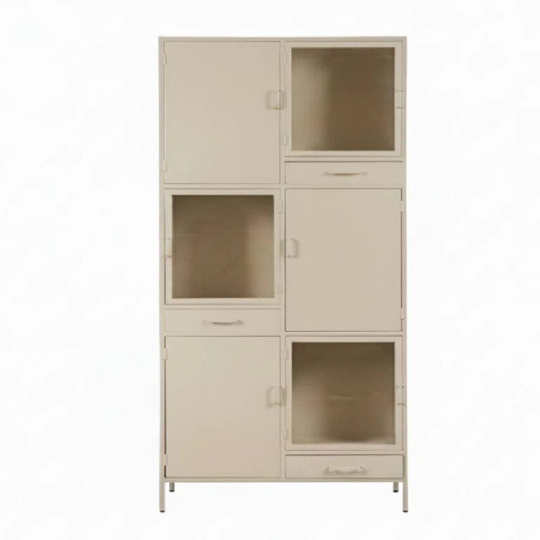 Figue vitrinekast taupe 3 lade 6 deur 120cm