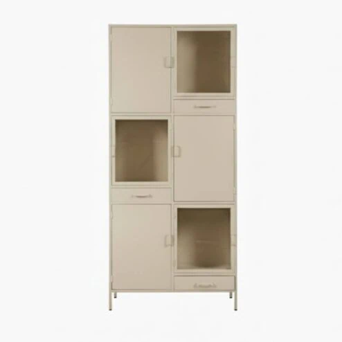Figue vitrinekast taupe 3 lade 6 deur 90cm