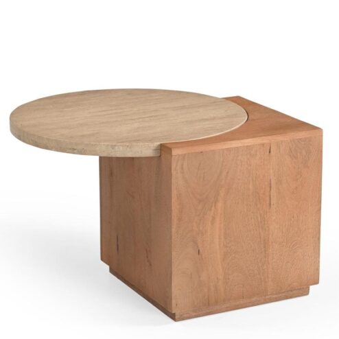 Jessie Bijzettafel Mangohout Travertin 60 cm