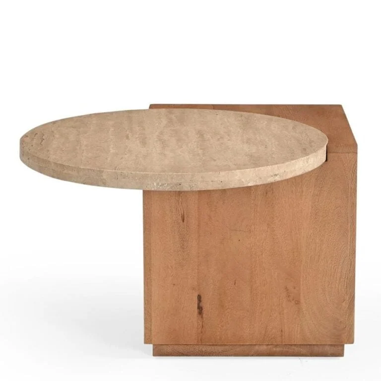 Jessie Bijzettafel Mangohout Travertin 60 cm