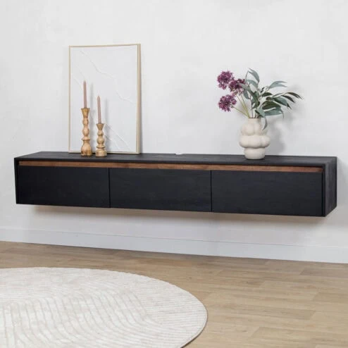 Nils Zwevend Tv meubel zwart 200cm